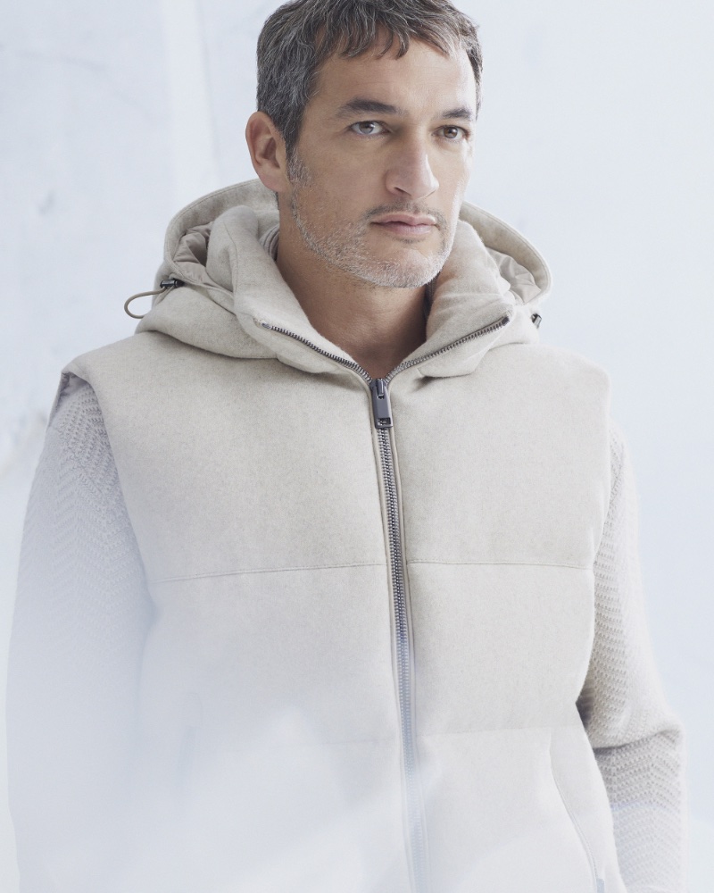 Ilay Kurelovic dons a down puffer vest from the Brioni Wintertime Capsule collection. » Brioni Unveils Chic Wintertime Capsule in Monochrome Ilay Kurelovic dons a down puffer vest from the Brioni Wintertime Capsule collection.