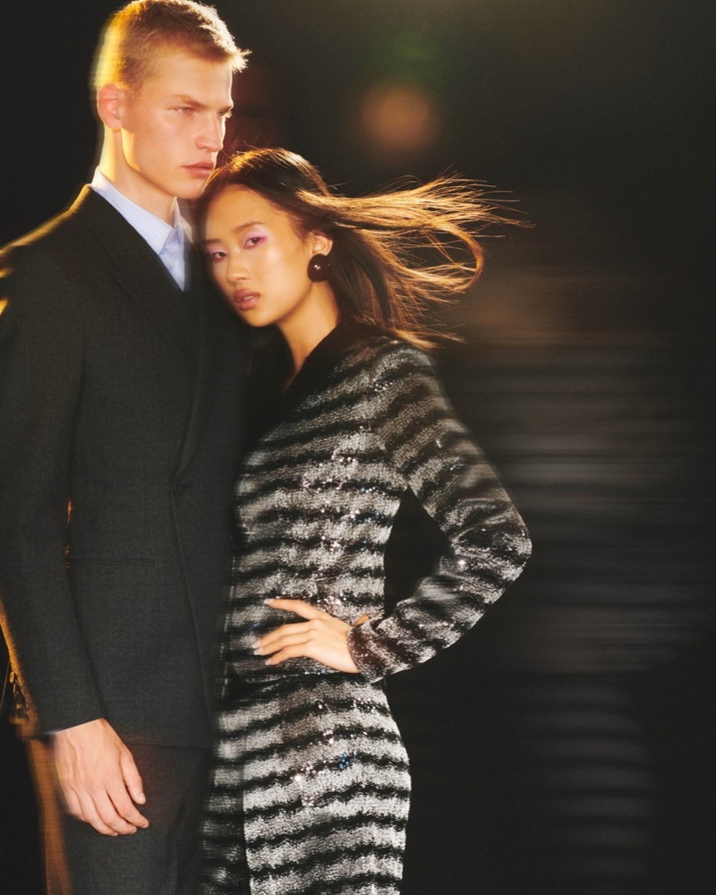 Timo Pan and Chi Linh Pham appear in Emporio Armani's holiday 2023 campaign.
