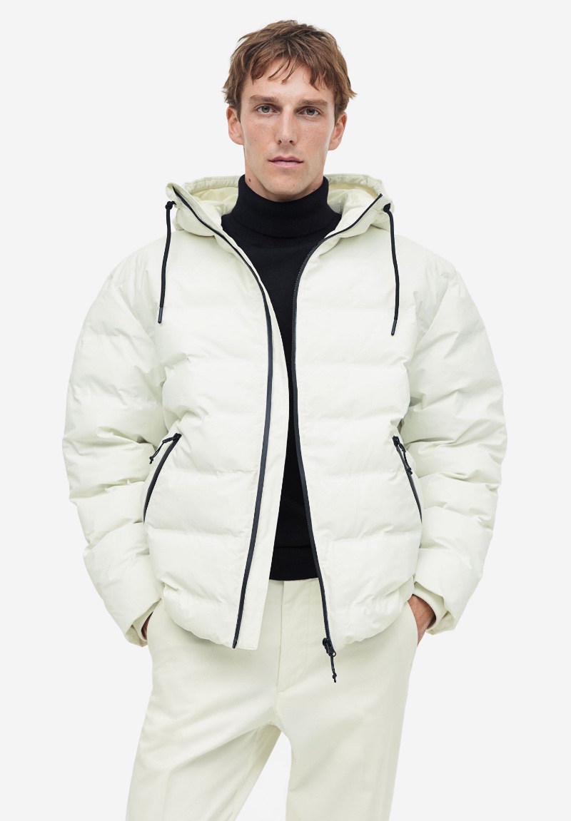 H&M Men Water-repellent Puffer Jacket Light Beige