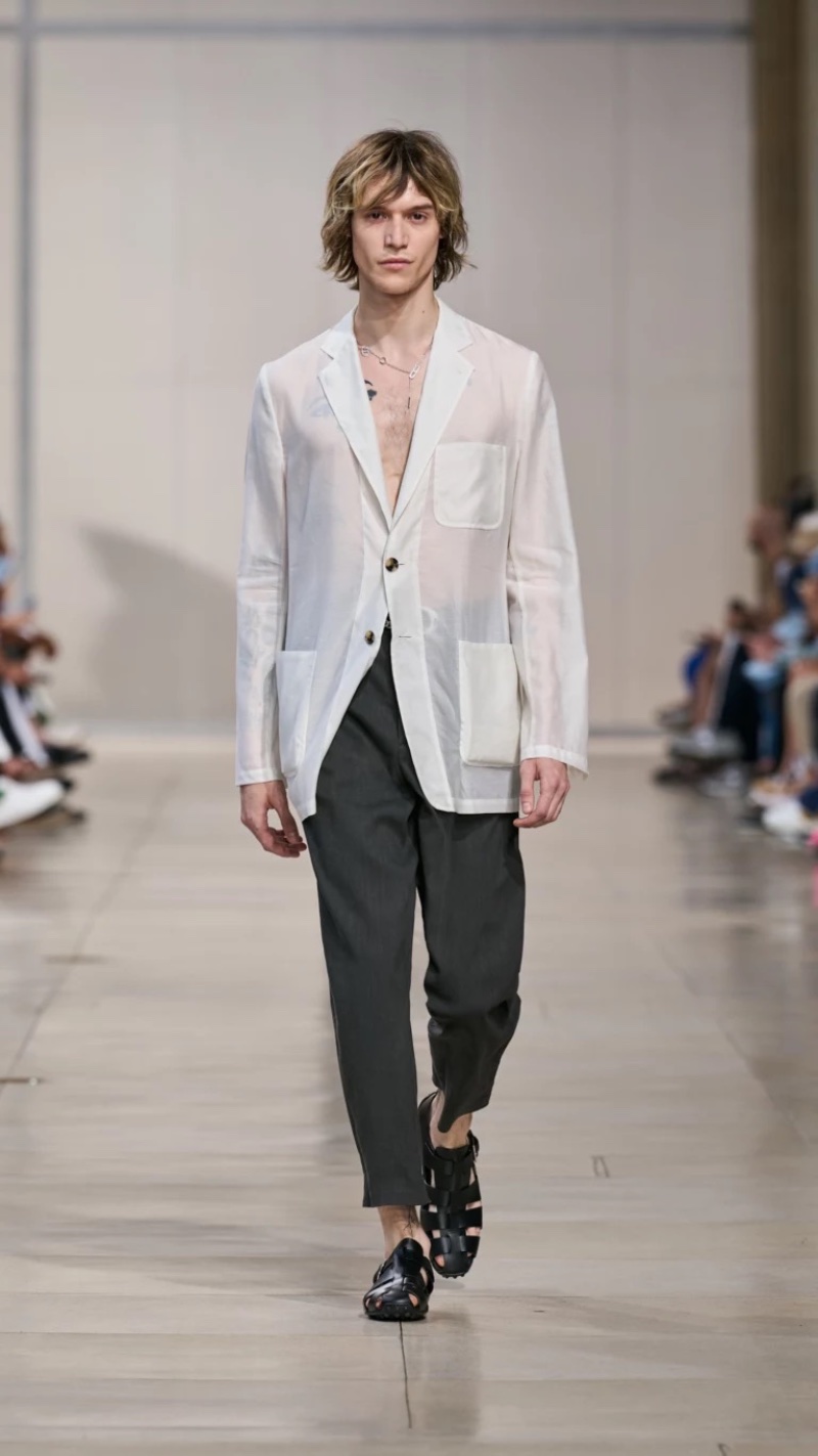 Hermès Spring Summer 2024 Sheer Fashion Trend Men » Men's Spring 2024 Fashion Trends: From Minimal to Soft Style Hermès Spring Summer 2024 Sheer Fashion Trend Men