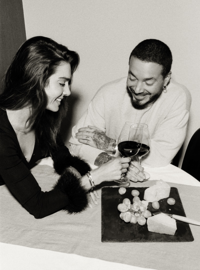 Enjoying wine and a charcuterie board, Valentina Ferrer and J Balvin front Tiffany & Co.'s Lock With Love advertising campaign.