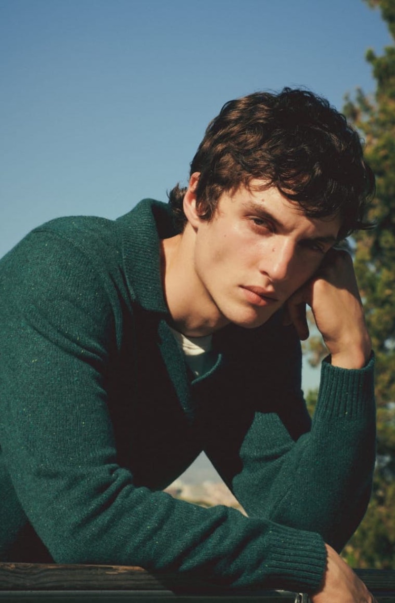 Green Polo Sweater Men Massimo Dutti