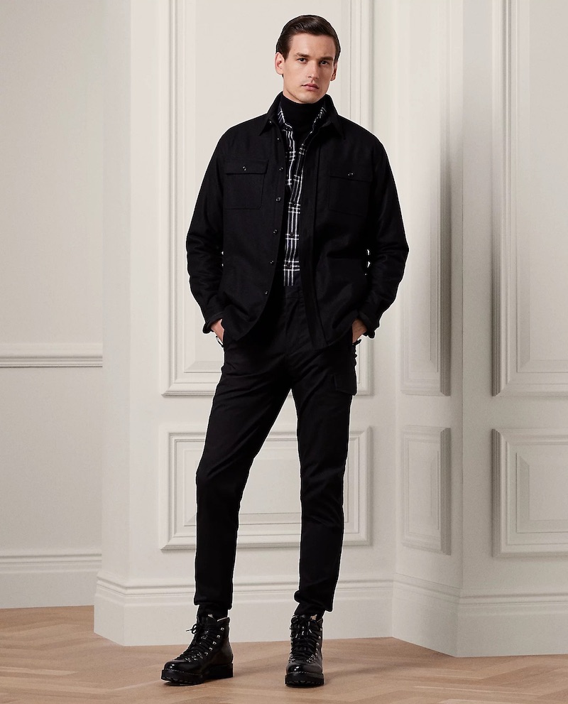 Ralph Lauren Purple Label Wool Flannel Shirt Jacket Men » Après-Ski Outfits for Men: Style Meets Comfort on the Slopes Ralph Lauren Purple Label Wool Flannel Shirt Jacket Men