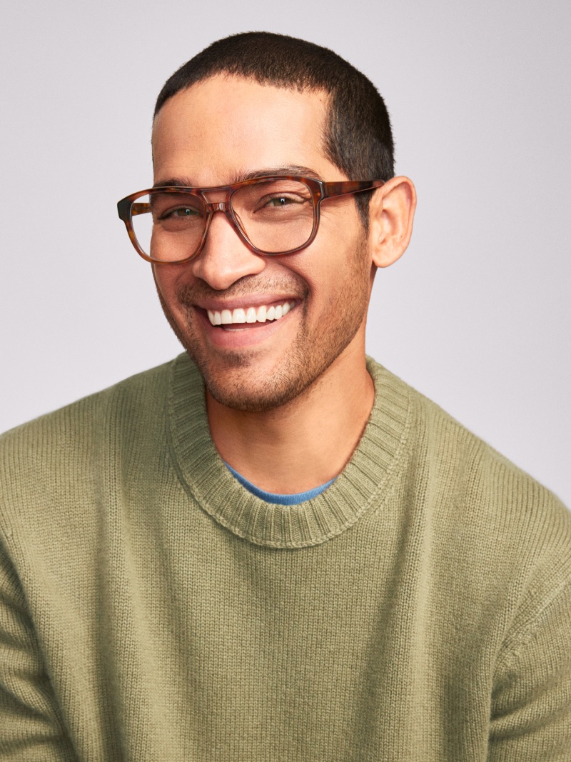 Warby Parker presents a familiar pattern with its Ortega glasses in Peppercorn Tortoise. 