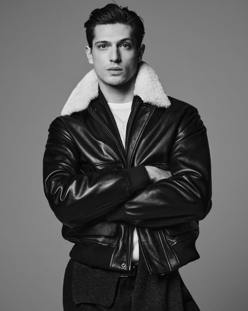 Edoardo Sebastianelli wears an aviator jacket.