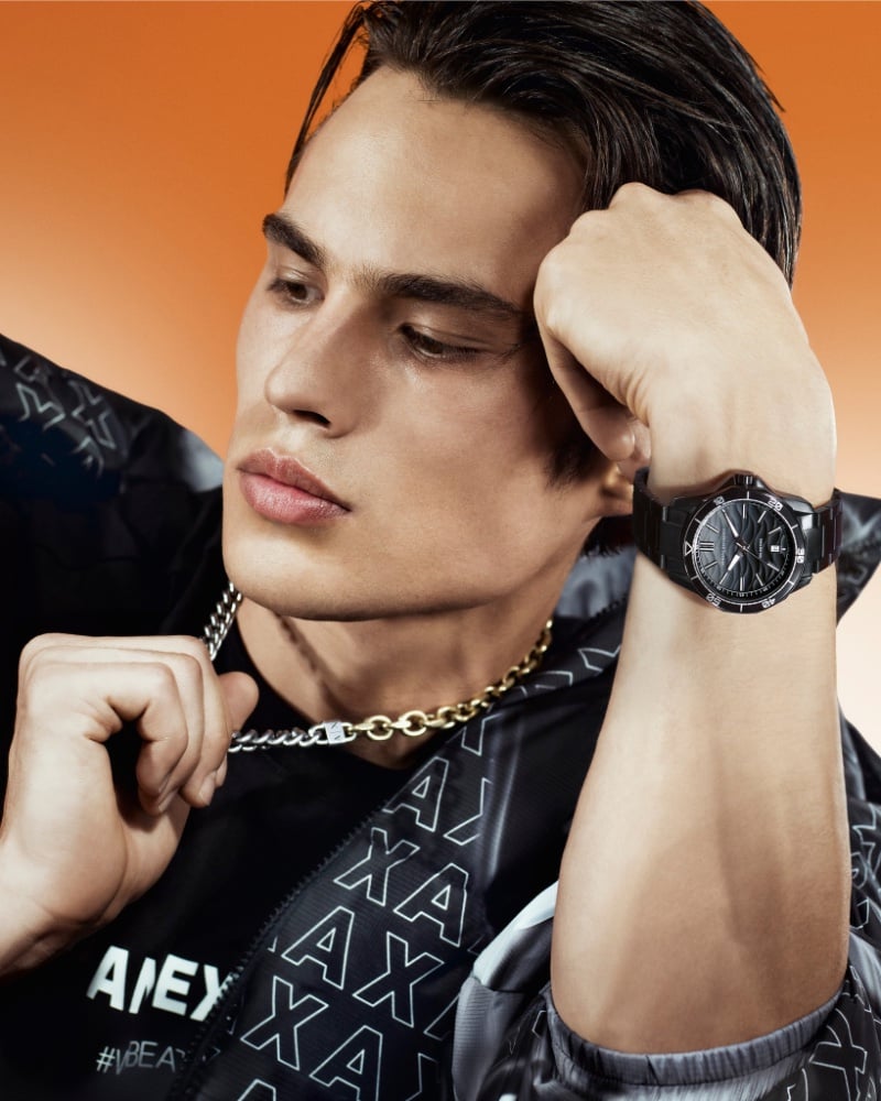 Armani Exchange taps Louis Baines as the face of its fall-winter 2023 campaign.