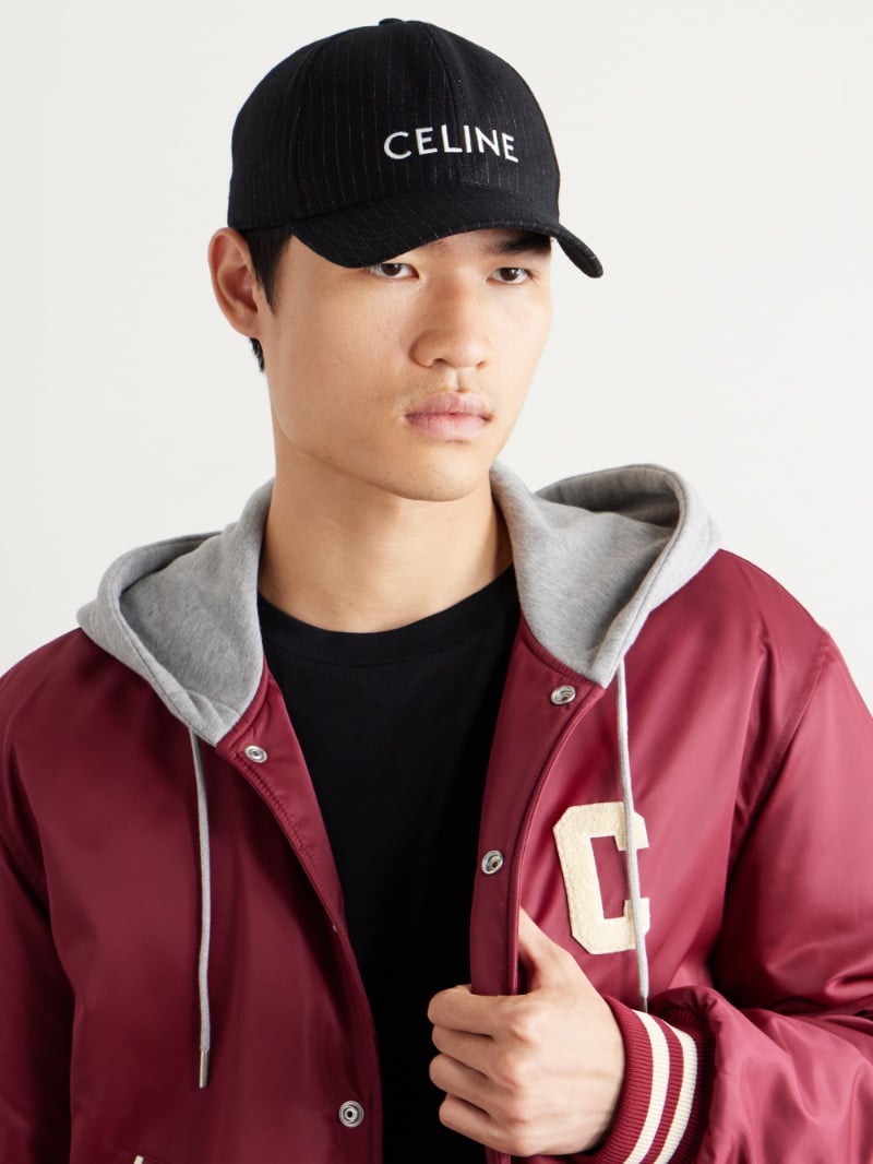 https://www.thefashionisto.com/wp-content/uploads/2023/12/Celine-Homme-Logo-Embroidered-Pinstriped-Wool-Cap-Men.jpg