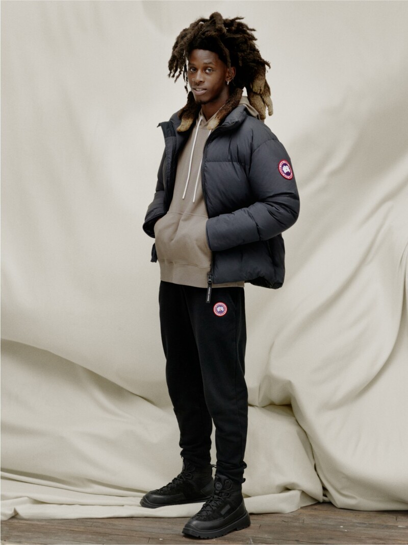 In front and center, Bill models a winter look from Canada Goose.