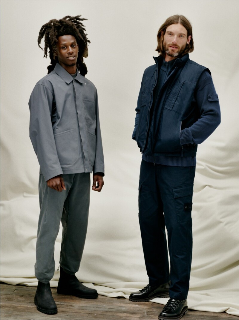 Holt Renfrew showcases clothes from Stone Island with Common Projects boots. 
