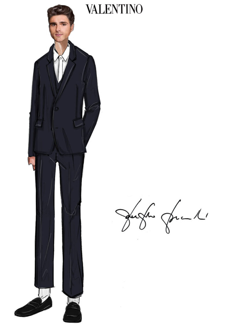 Jacob Elordi Valentino Suit Sketch Priscilla