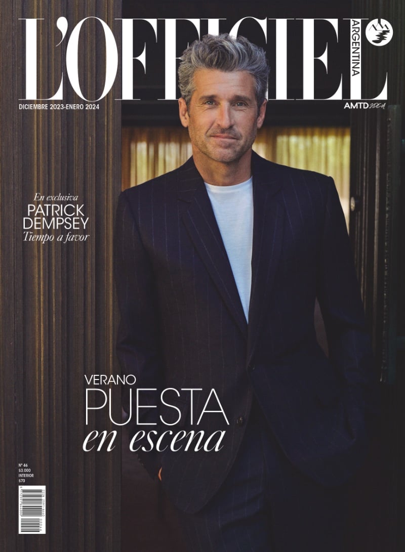 A suave Patrick Dempsey exudes sophistication in a pinstripe suit on the cover of L'Officiel Argentina. 