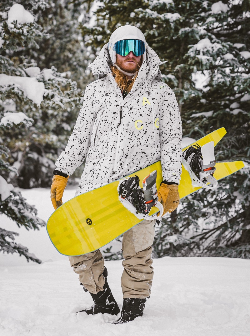 Patterned Jacket Snowboarder Outfit Men