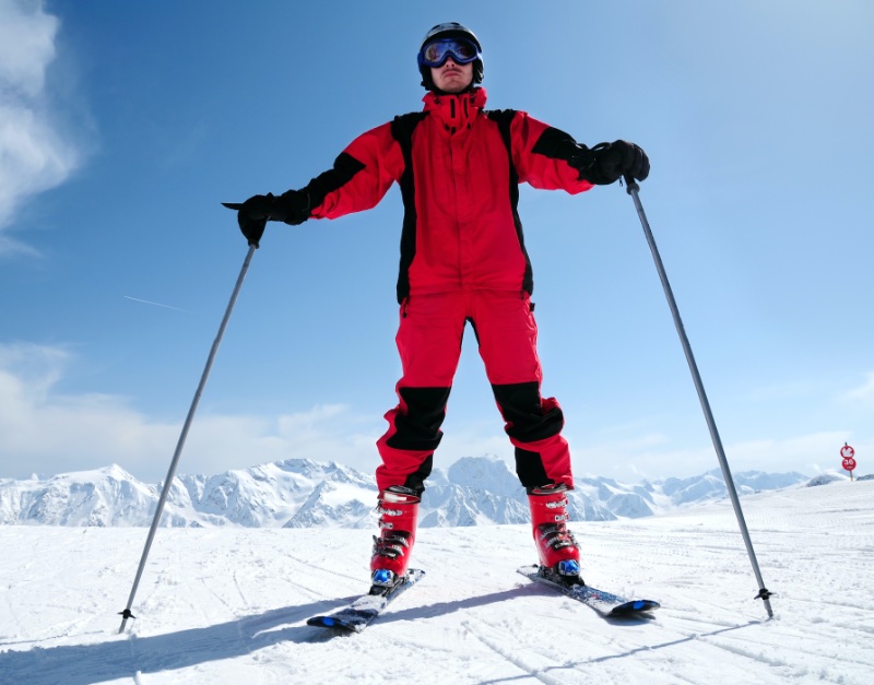 Red Monochrome Ski Outfit Men