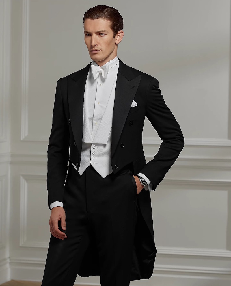 White Tie Groom Tailcoat White Waistcoat