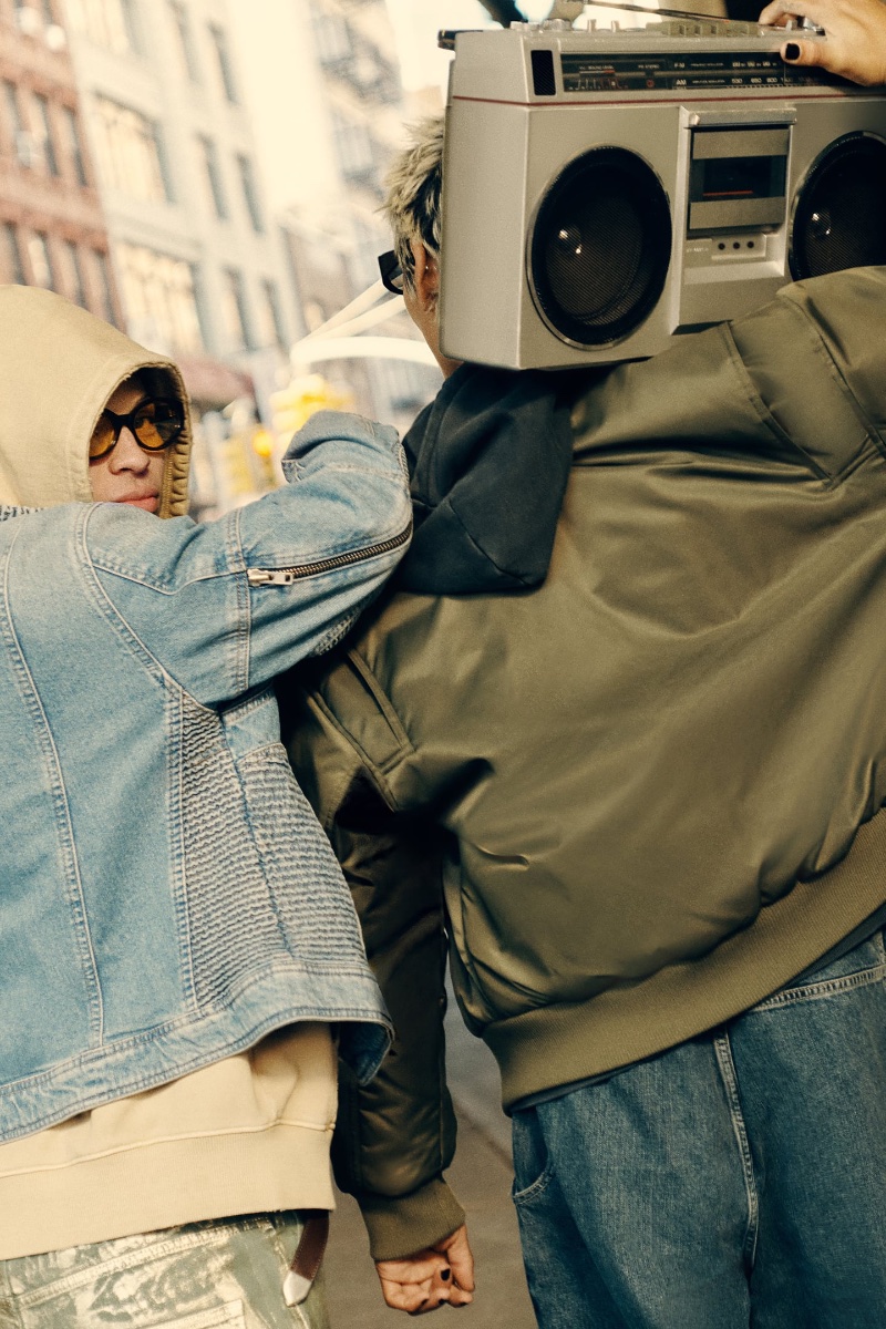 Marcos Montoya and Evan Mock hit the street in Zara's newest denim collection. 