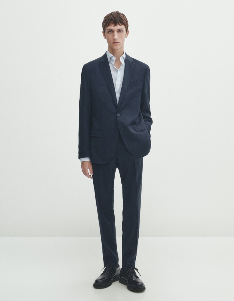 Blue Suit Date Night Outfit Men Massimo Dutti