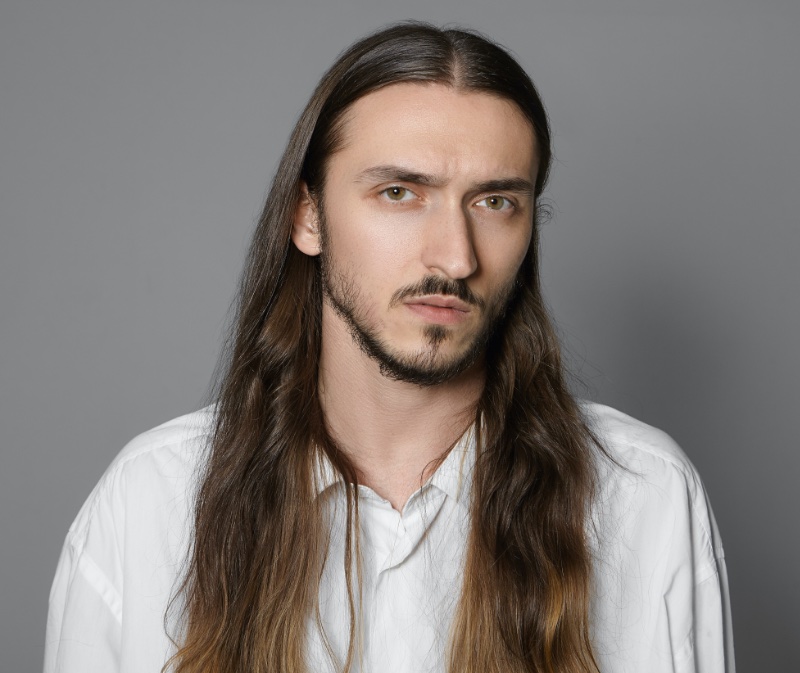 Curtain Long Hair Middle Part Men