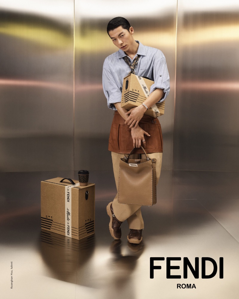 Kuang Han Hsu showcases Fendi's latest offering in its spring-summer 2024 campaign.