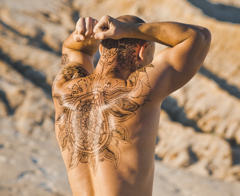 Mandala Back Tattoo Men