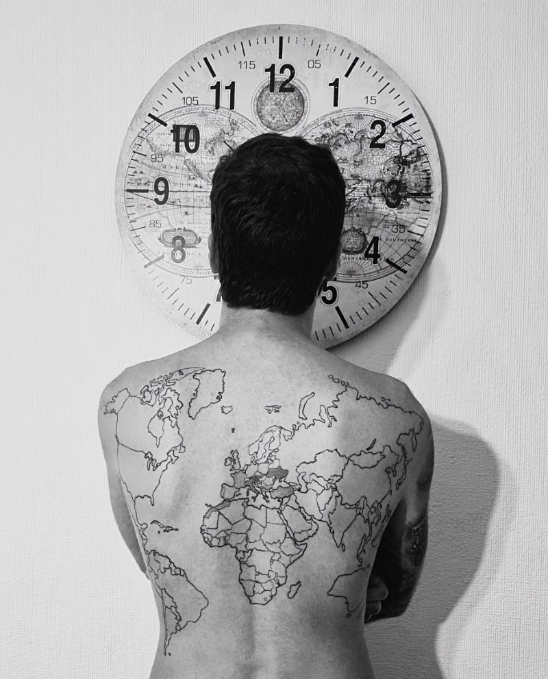 Map Back Tattoo Men