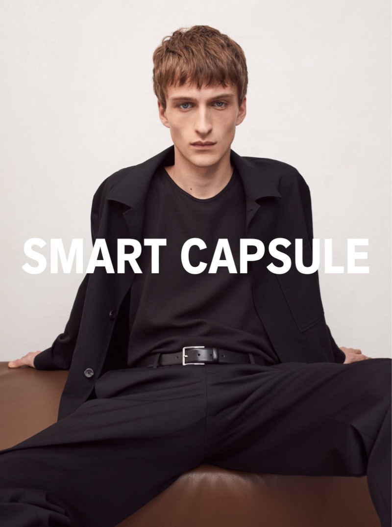 Vasko Luyckx embraces a minimalist allure in Massimo Dutti's Smart capsule collection.
