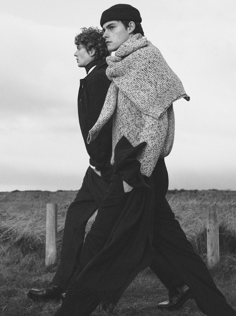 Massimo Dutti makes a textile statement with its winter collection modeled by Leon Dame and Arthur Hargous. 
