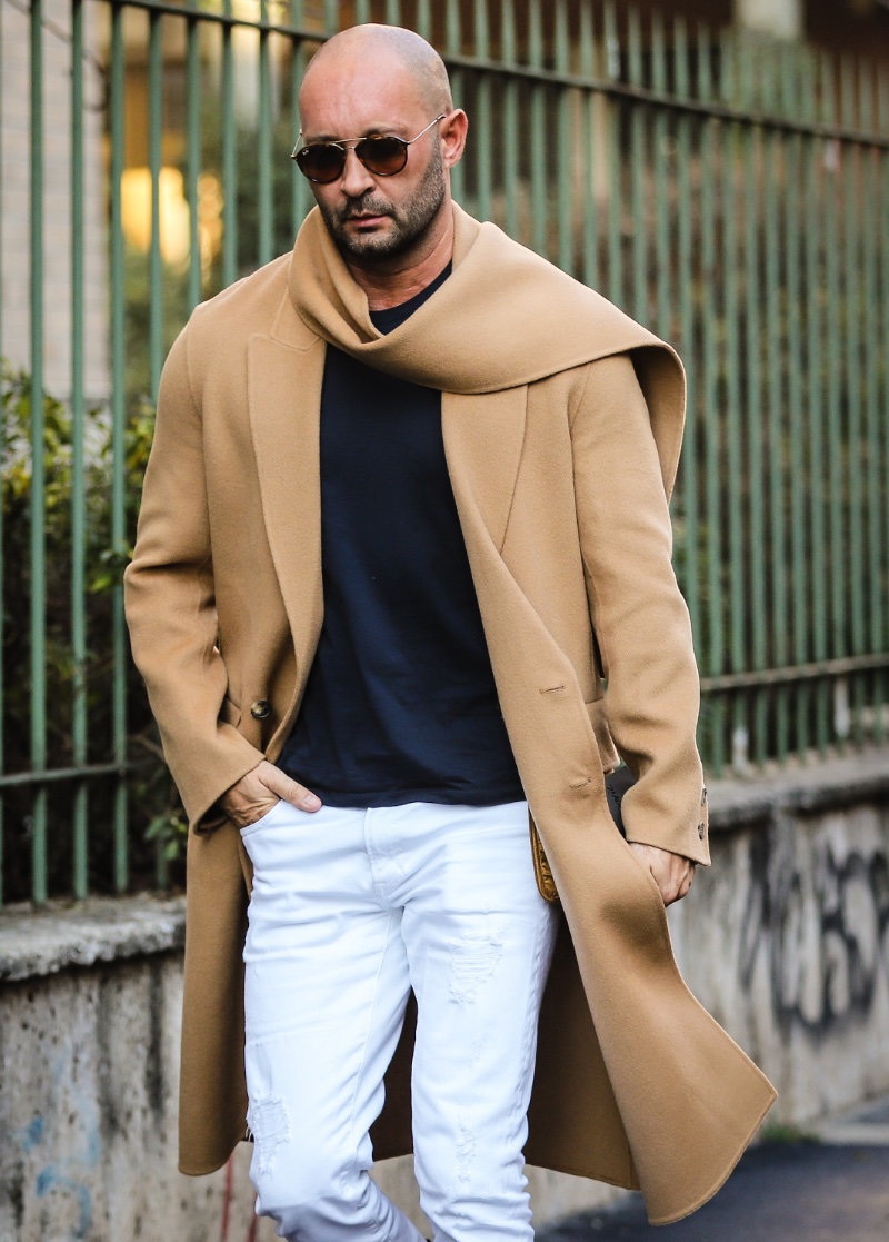 Overcoat Scarf Outfit Men Milan Vukmirovic