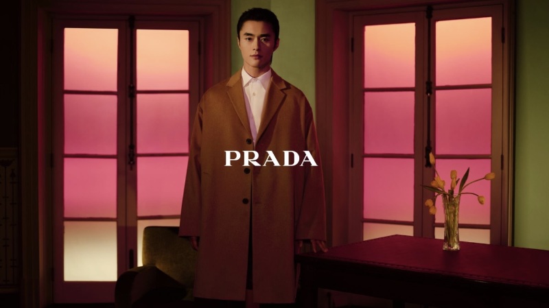 Amidst an inviting backdrop, Zhao Lei fronts Prada's Chinese New Year 2024 campaign.