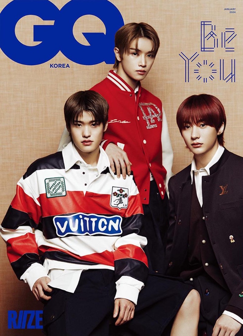 Sohee, Sungchan, and Anton of RIIZE cover the January 2024 issue of GQ Korea.