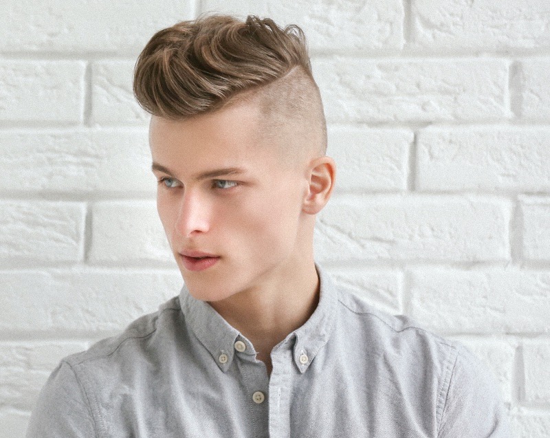 Sculpted Pompadour with High Fade Men