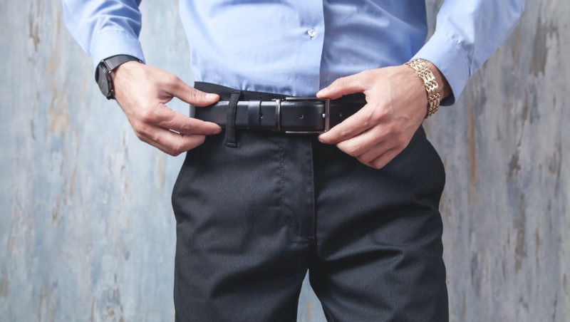 Suit Pants Leather Belt Crop