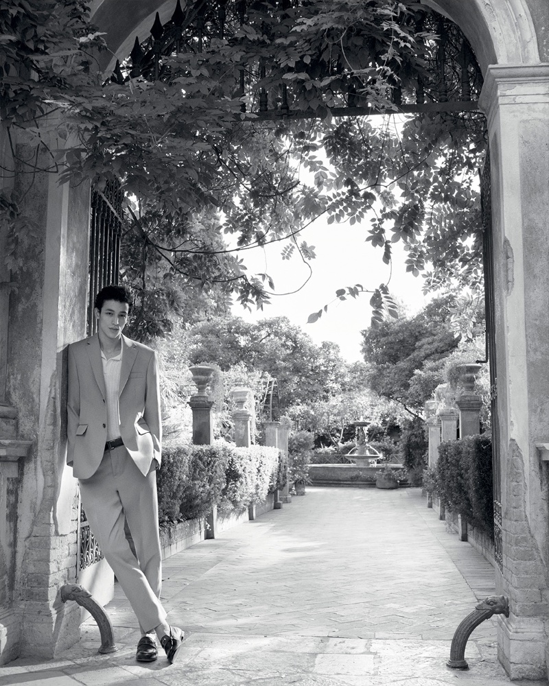 Walid Fiher takes a stroll in Tod's pre-spring 2024 campaign.