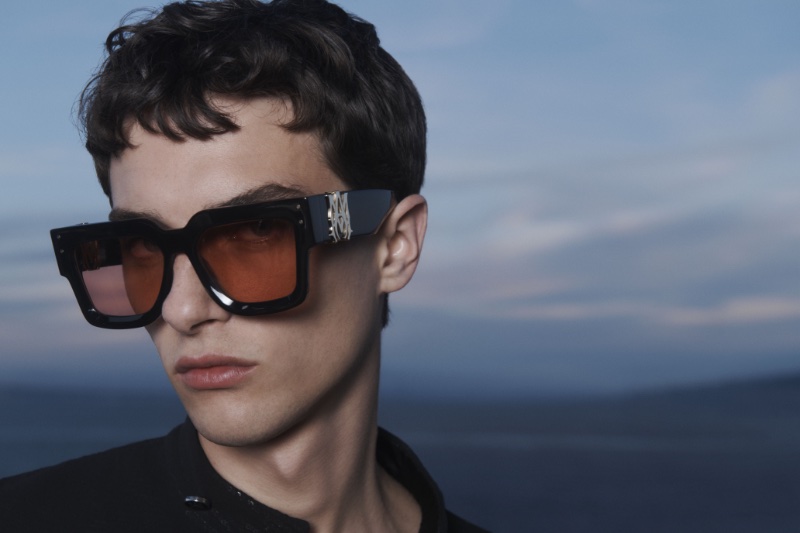 Viktor Krohm rocks oversized sunglasses for AMIRI's spring-summer 2024 campaign.