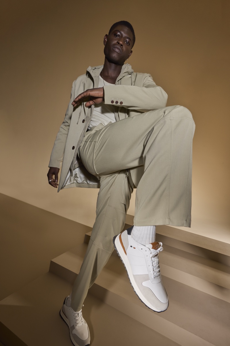 Striking a pose, Omar Sesay sports Allen Edmonds' Lawson sneakers for the brand's American Sneaker Culture campaign.