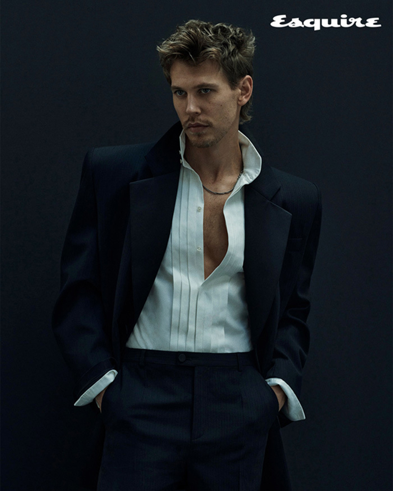 A sharp vision, Austin Butler wears a tailored look by Saint Laurent.