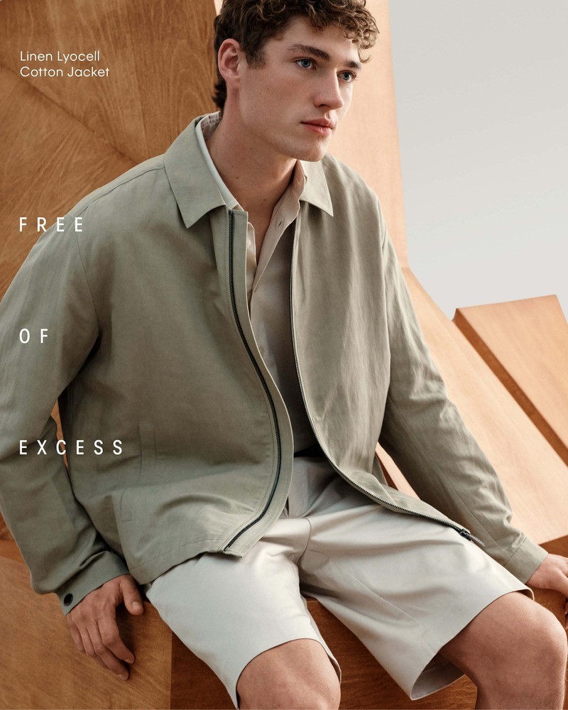 Valentin Humbroich sports a linen cotton jacket from Calvin Klein.