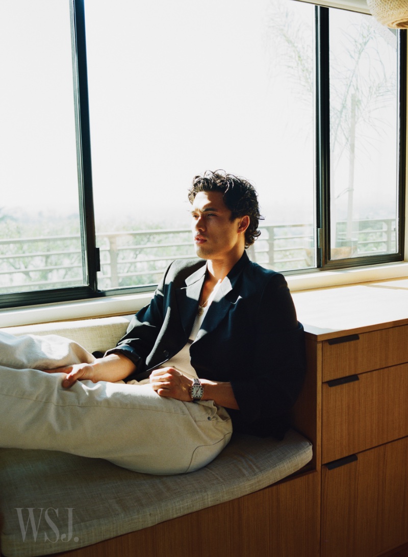 WSJ. Magazine spotlights Charles Melton in its spring men's fashion issue.