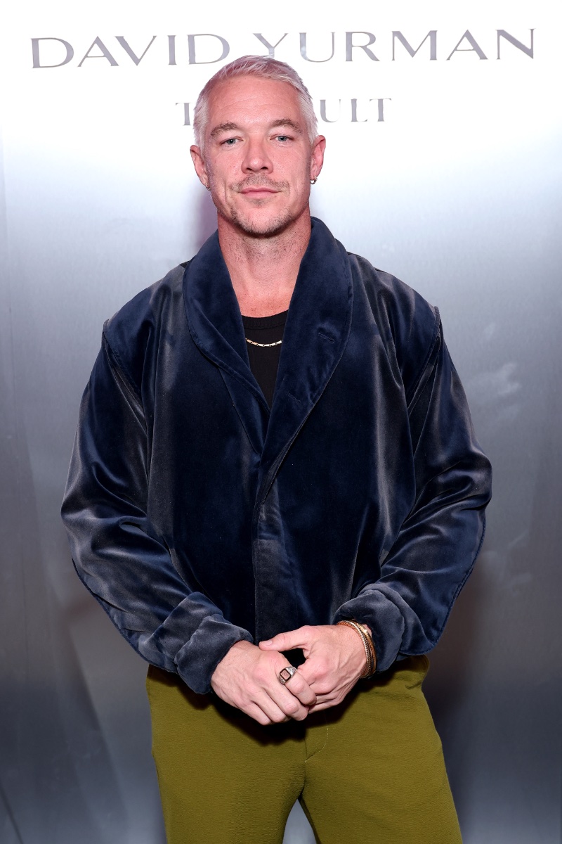 Diplo pairs a velvet jacket with a signet ring, bracelets, and a necklace at the David Yurman dinner.