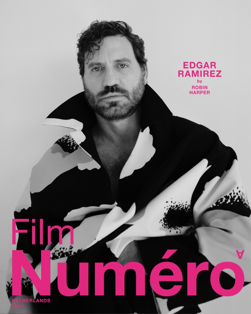 Edgar Ramírez graces a digital cover of Numéro Netherlands in a Valentino coat.