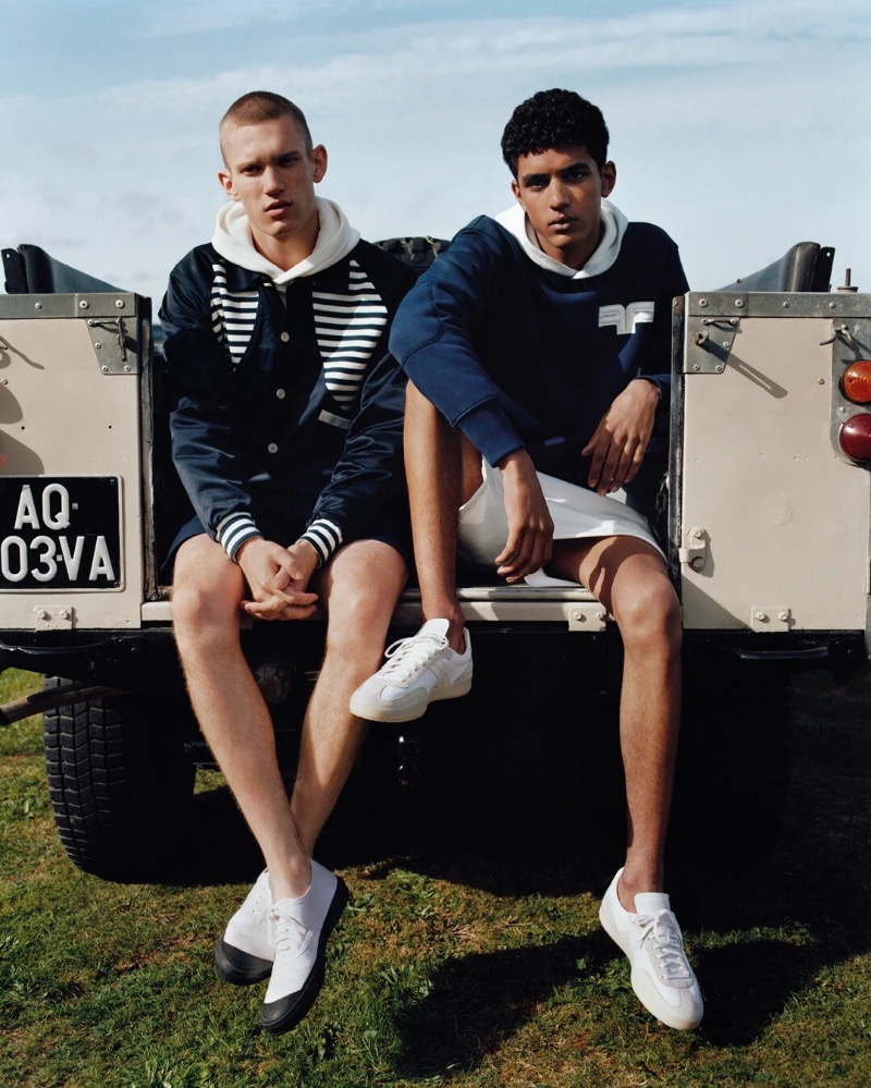 Showcasing a modern interpretation of nautical style, Jake Hodder and Abas Abdirazaq appear in Fursac's spring-summer 2024 campaign.