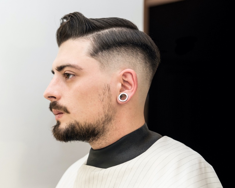 Hard Part Drop Fade Haircut Men