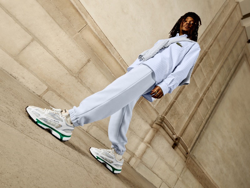 J.I.D. fronts the Lacoste L003 2K24 sneaker advertisement. 