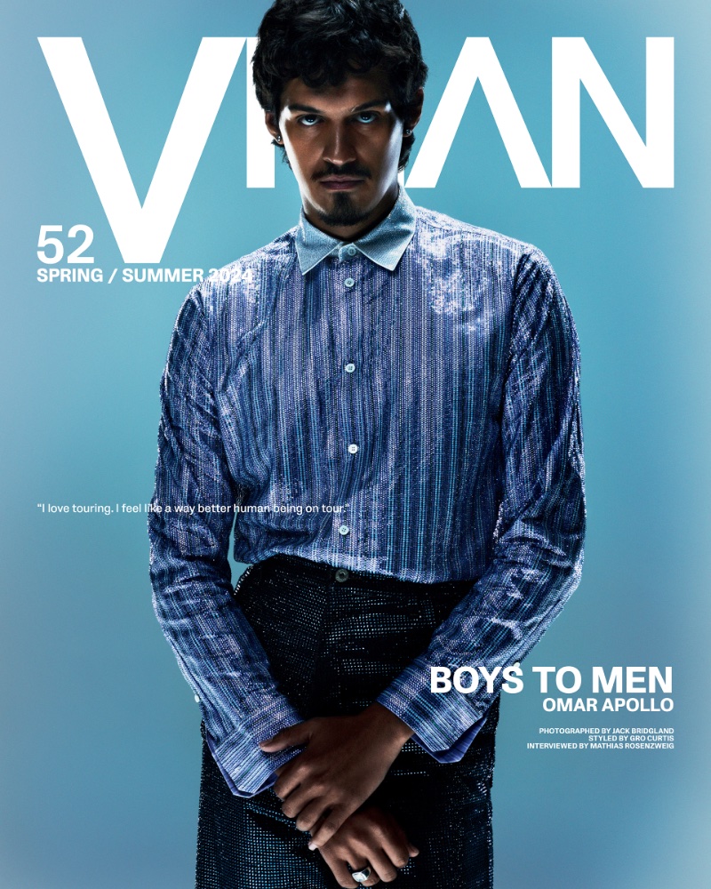 Omar Apollo covers the spring-summer 2024 issue of VMAN, wearing Loewe.