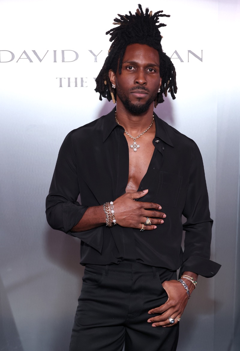 SAINt JHN at the David Yurman dinner, accenting his silk shirt with bold jewelry from the brand.