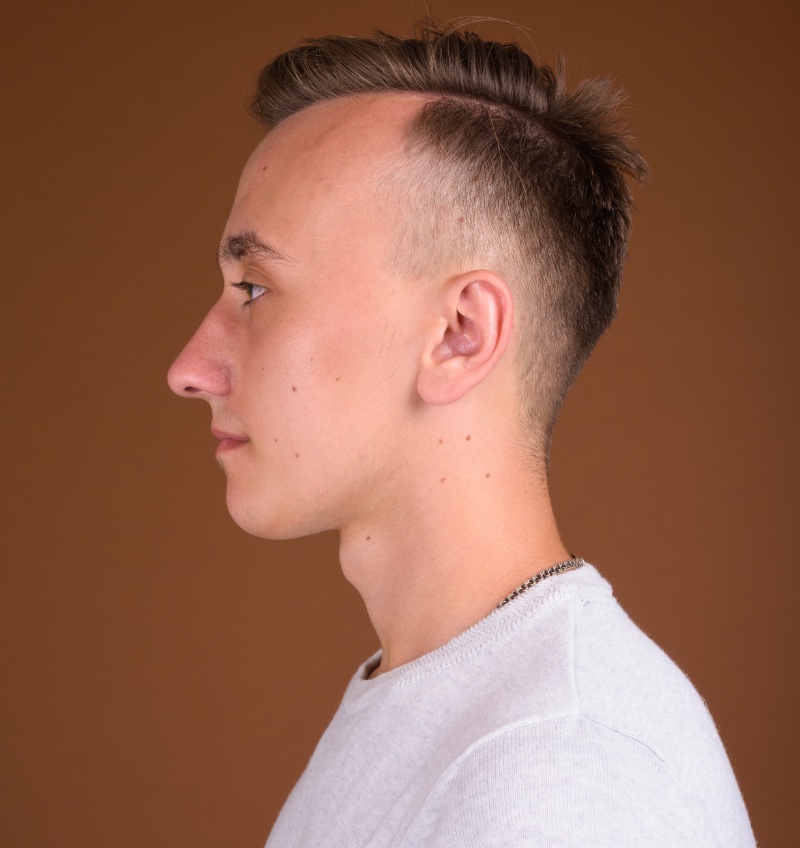 Side Part Drop Fade Haircut Men