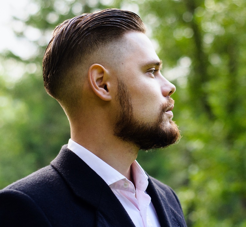 Slick Back Drop Fade Haircut Men