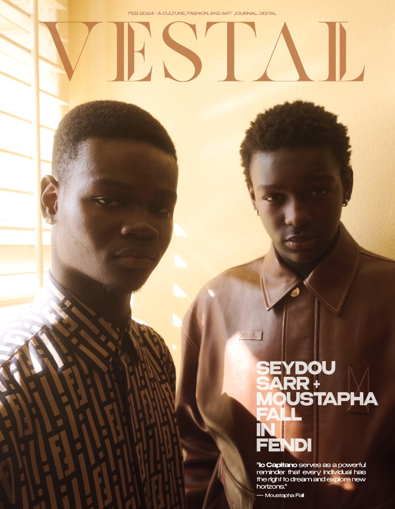 Actors Moustapha Fall and Seydou Sarr wear Fendi for the cover of Vestal magazine.
