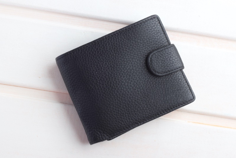 Black Faux Grain Leather Wallet