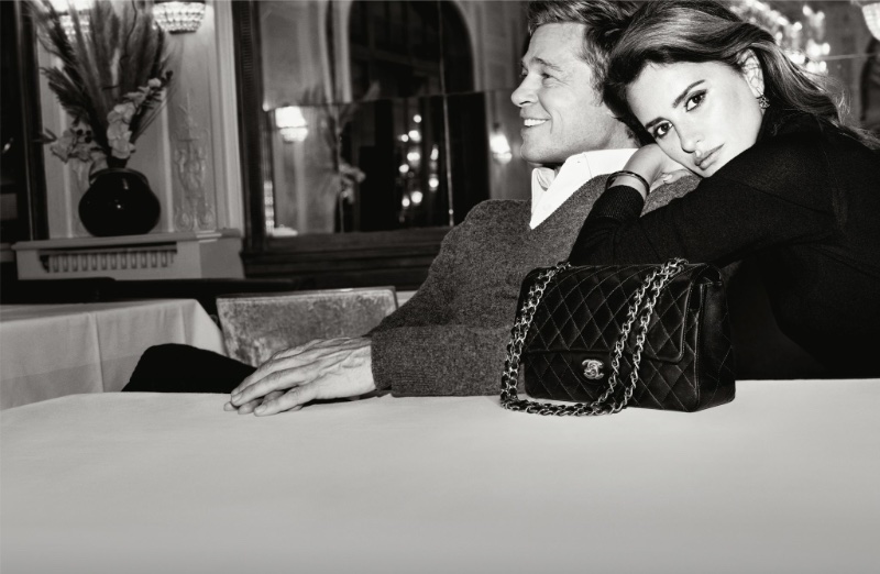 Actors Brad Pitt and Penélope Cruz present the Chanel Iconic Handbag.