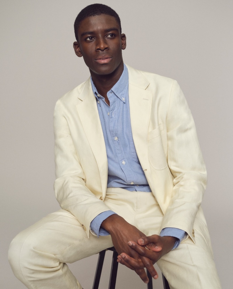 Karl Yann Assah embraces spring in a 
J.Crew Crosby classic-fit suit with a Secret Wash shirt.